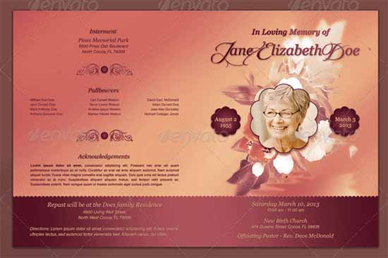 free funeral program template download word