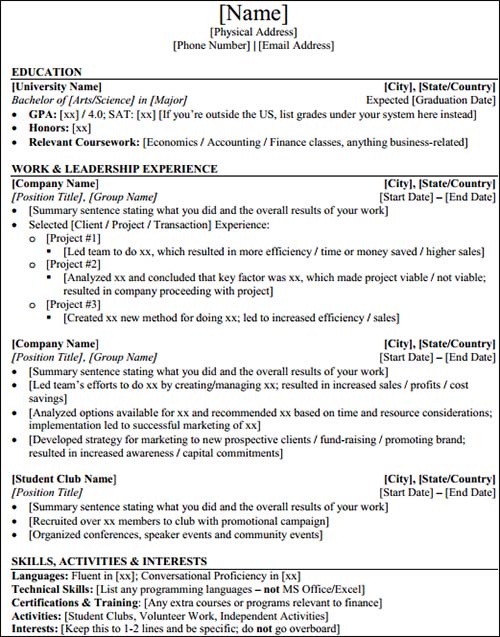 5 best resume templates for students in university