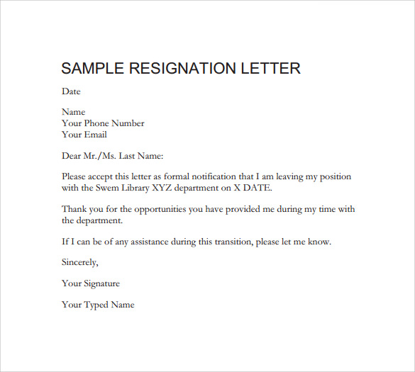 formal resignation letter 16 download free documents in
