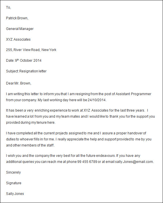 Formal Resignation Letter - 16+ Download Free Documents in ...