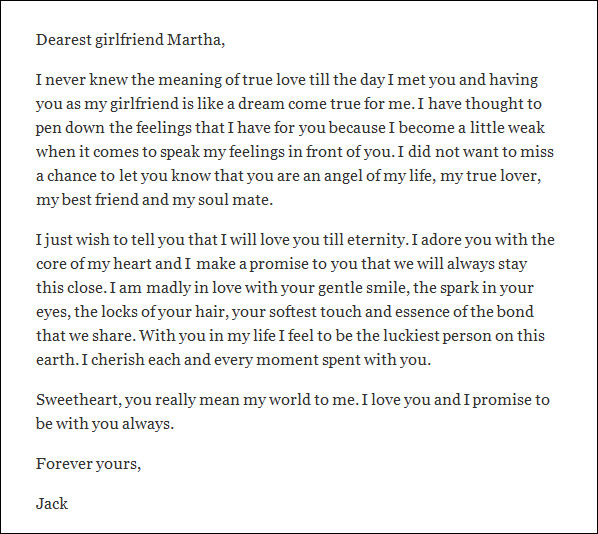 3 sample romantic love letters to your girlfriend