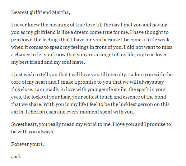 Love Letter Examples For Girlfriend