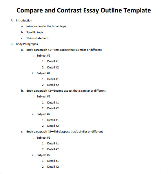 Good compare and contrast essay outline