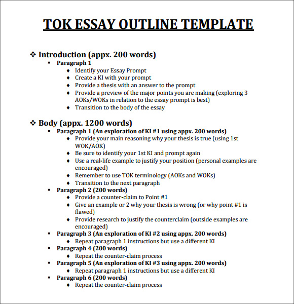 Tok essay outline structure