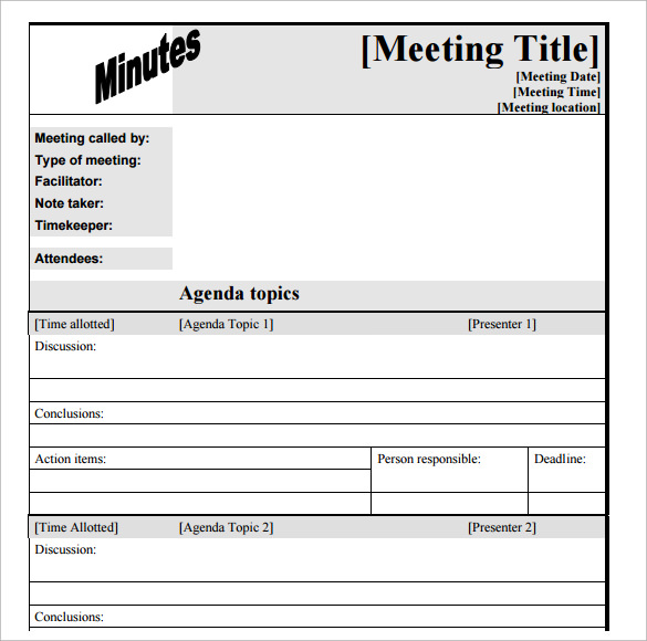 Meeting Minutes Template - 16+ Download Free Documents In Word , Pdf 