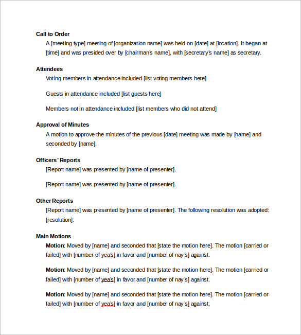 Meeting Minutes Template 13  Download Free Documents in Word PDF Excel