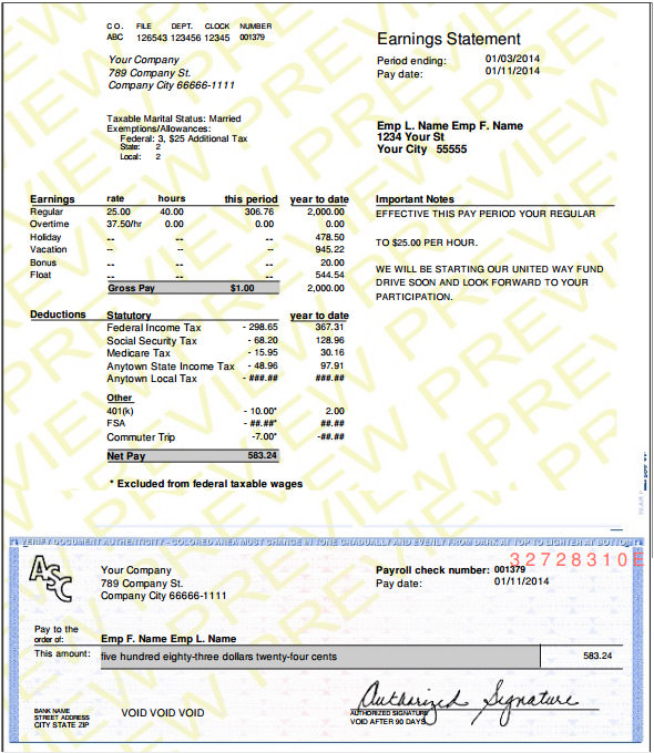 Sample Pay Stub Template Free