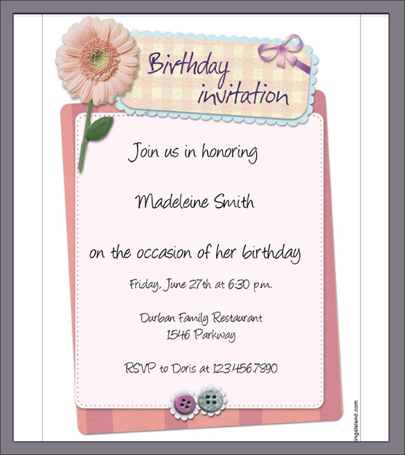 Birthday Invitation Letter Example