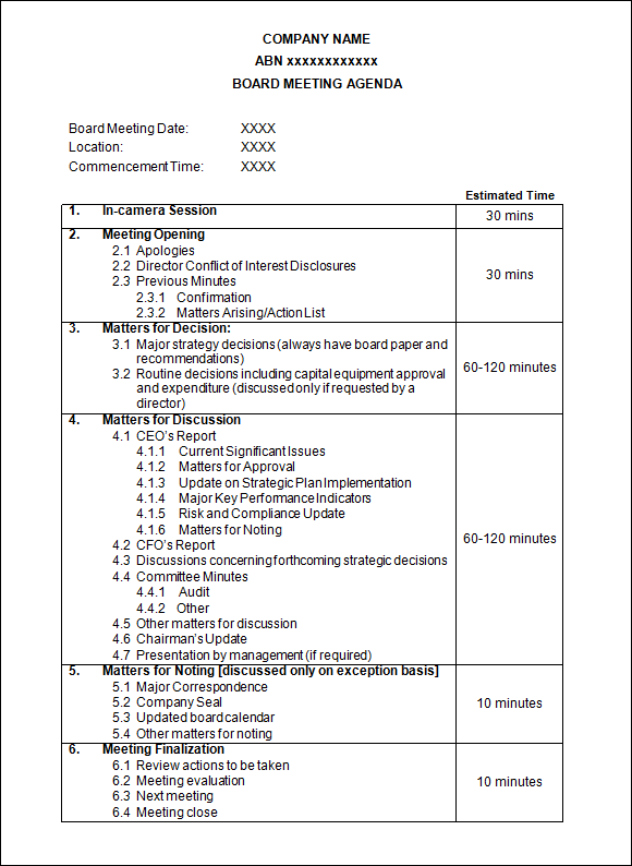 Agenda Template 12+ Download Free Documents in PDF , Word Sample