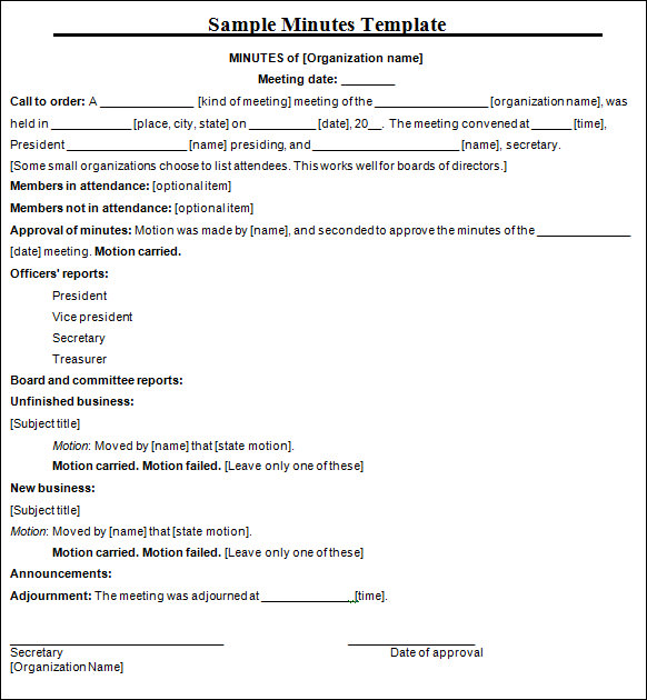 Incorporation Meeting Minutes Template