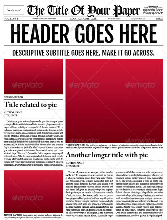 Newspaper Front Page Template For Microsoft Word