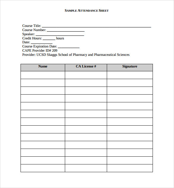 Attendance Sheet Templates 10+ Download Free Documents in PDF , Word