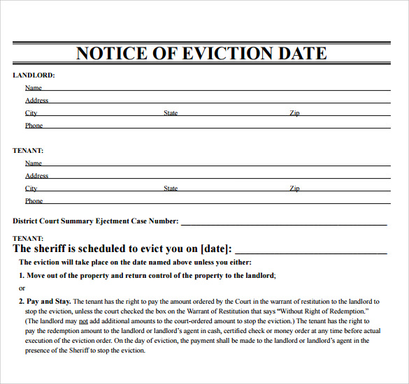 Blank Eviction Notice Printable Printable World Holiday