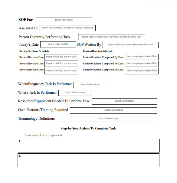 Sample SOP Template - 20+ Free Documents in Word, PDF, Excel