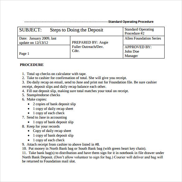 Sop Layout Template 6 Sop Templates Formats Examples In Word Excel