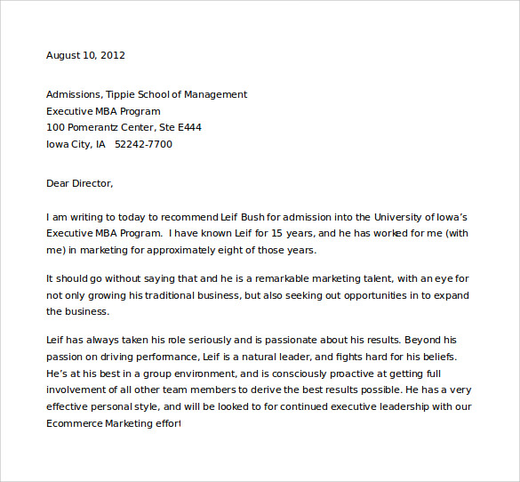 Letter of recommendation for student college application