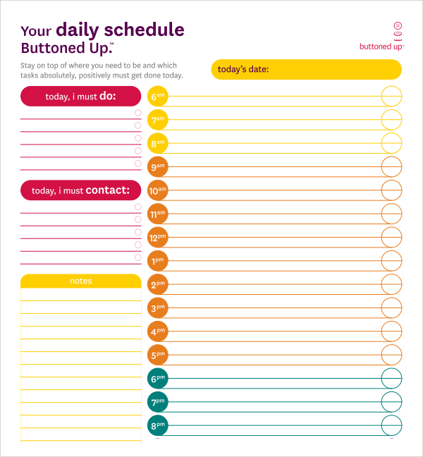 free daily schedule template for kids