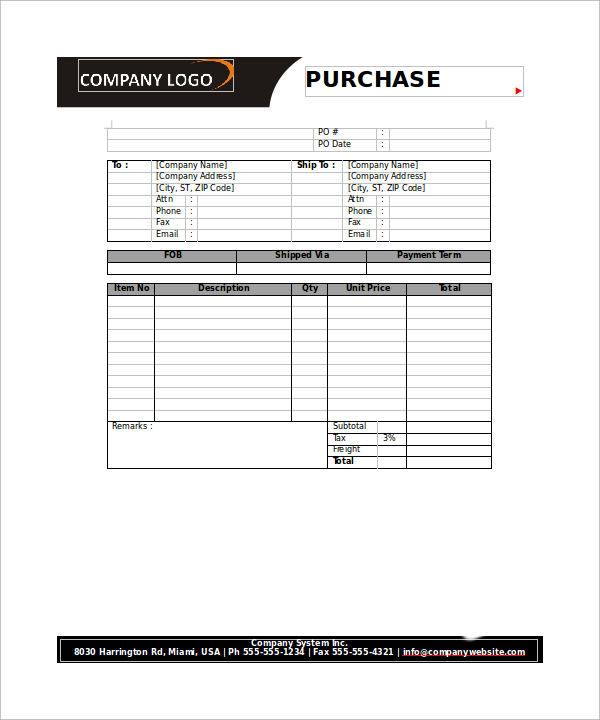 Free Pdf Purchase Order Form