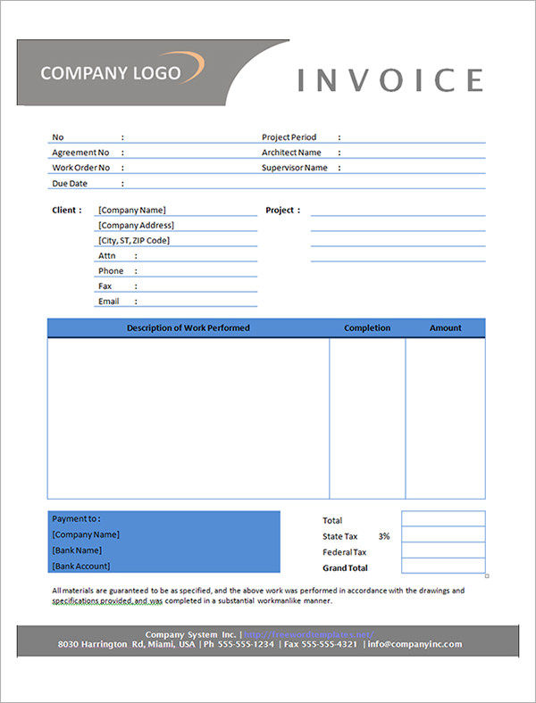 Sample Contractor Invoice Templates 14+ Free Documents in Word, PDF