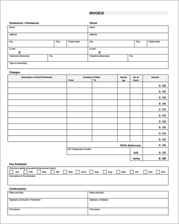 sample invoice for contract work