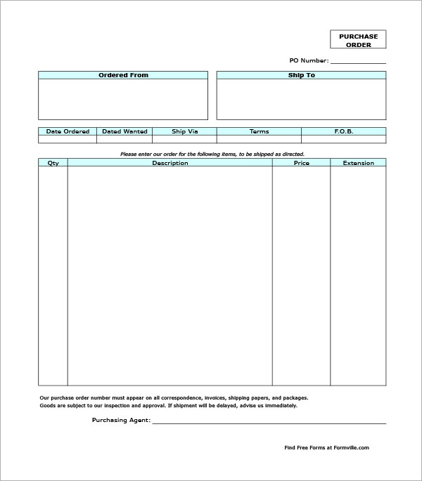 Purchase Order Template Word Doc