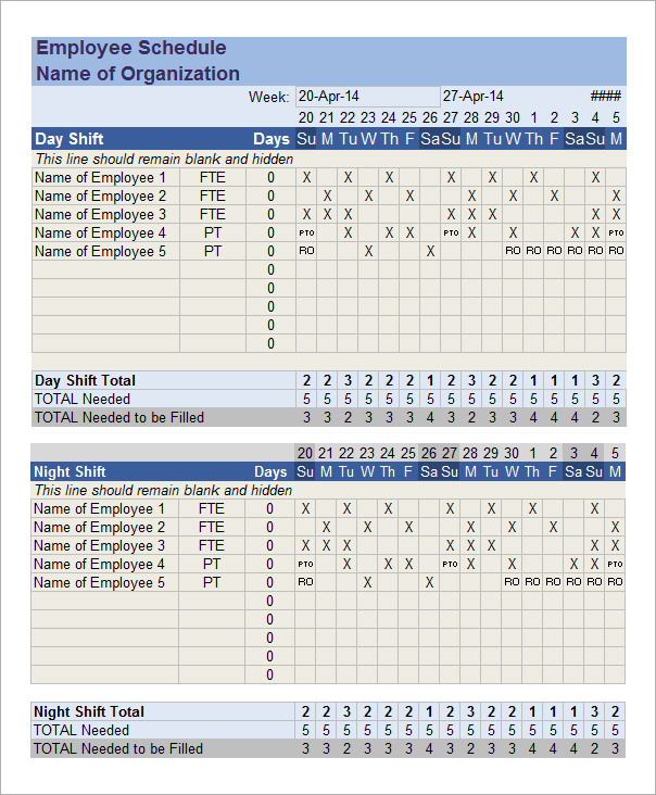 Employee Schedule Template 5+ Download Free Documents in PDF, Word