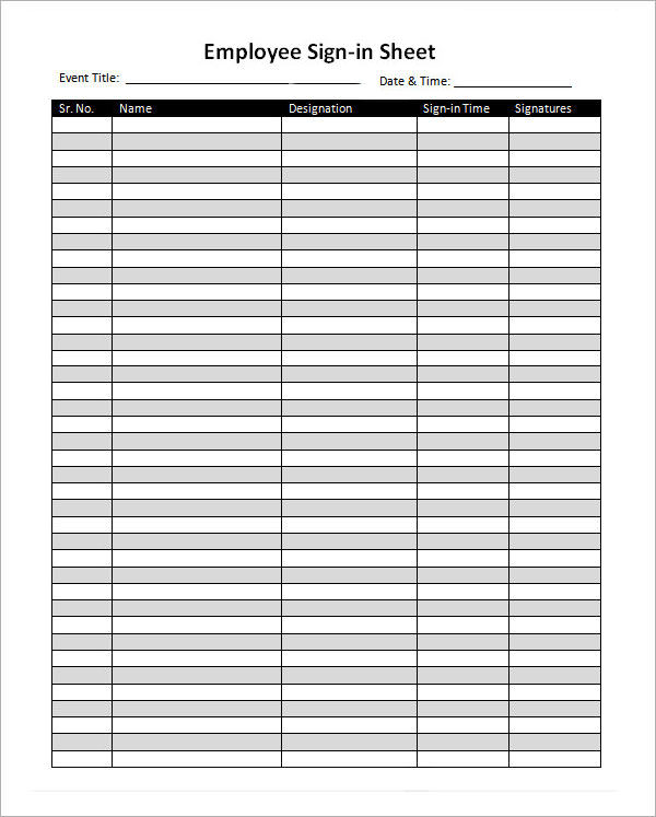 Sign In Sheet Template 21+ Download Free Documents in PDF, Word, Excel