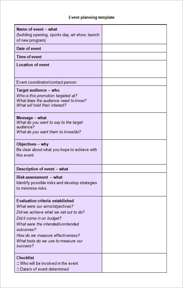 event management planning guide template