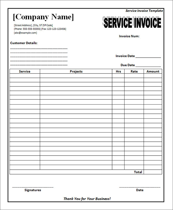 Free Service Invoice Template1