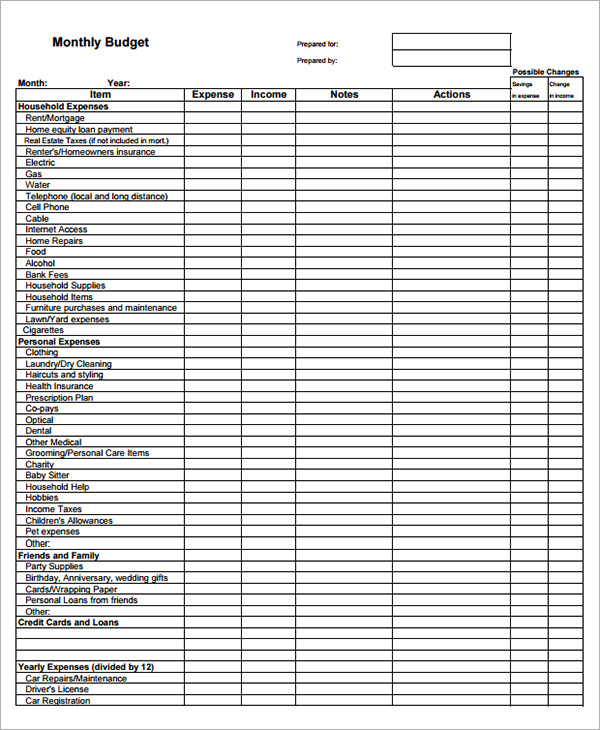 household budget spreadsheet template