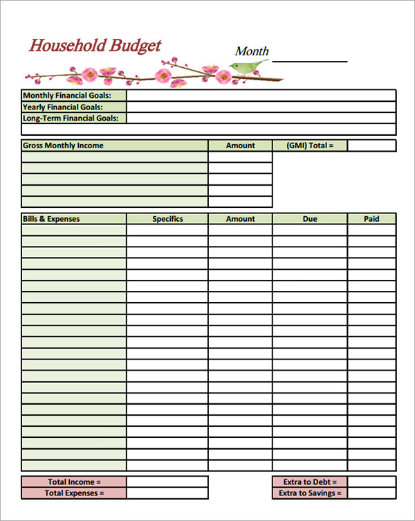 Household Budget Template - 8+ Download Free Documents in PDF, Word, Excel