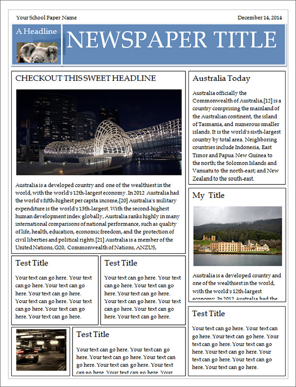 newspaper template free microsoft word