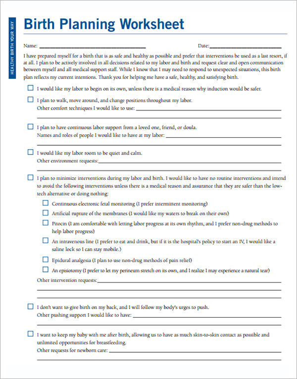 Birth Plan Template 20+ Download Free Documents in PDF, Word