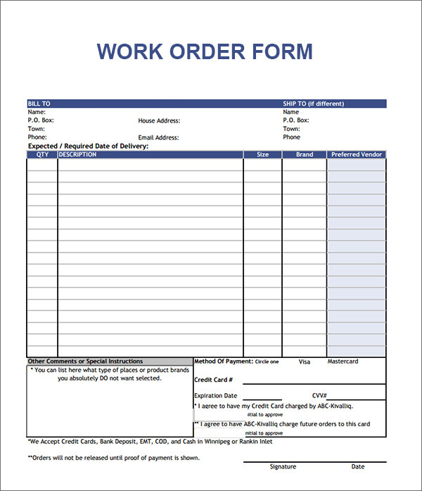 Pdf Blank Free Printable Work Order Template Printable Templates