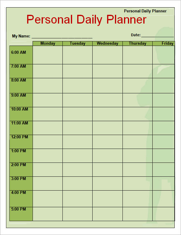 calendar template for google docs daily schedule