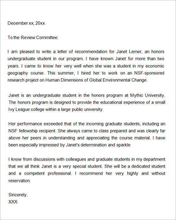 Writing a letter of recommendation   science forward
