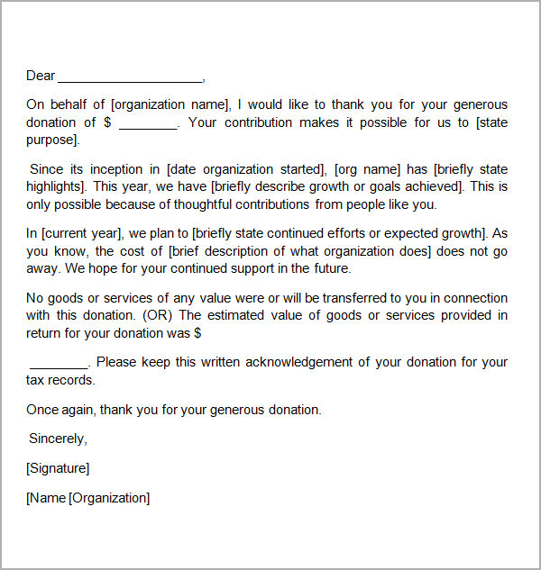 Goods Charity Letter