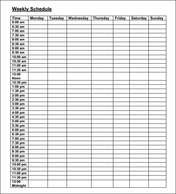 daily schedule template pdf free