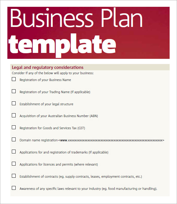 Free small business plan template doc