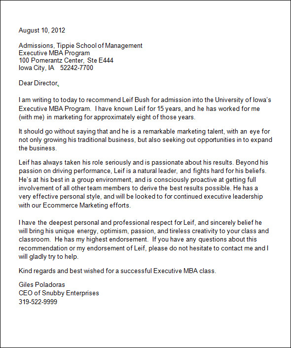 Sample Reference Letter For College Application