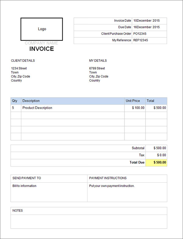 invoice template word doc free download