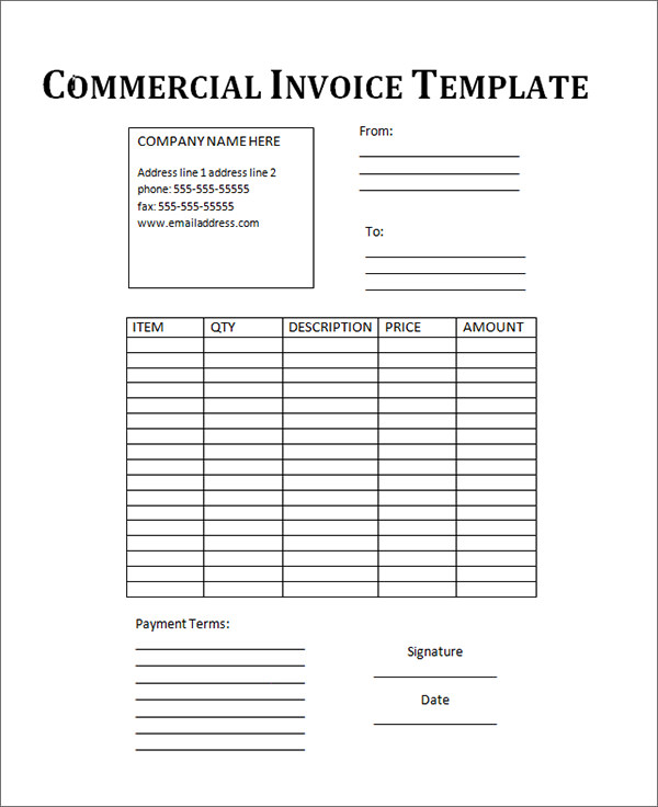 commercial invoice template download