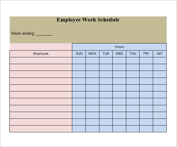 Work Schedule Template 15+ Download Free Documents in PDF, Word, Excel