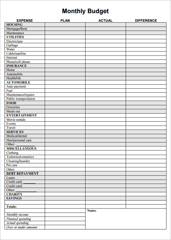 basic household budget excel template