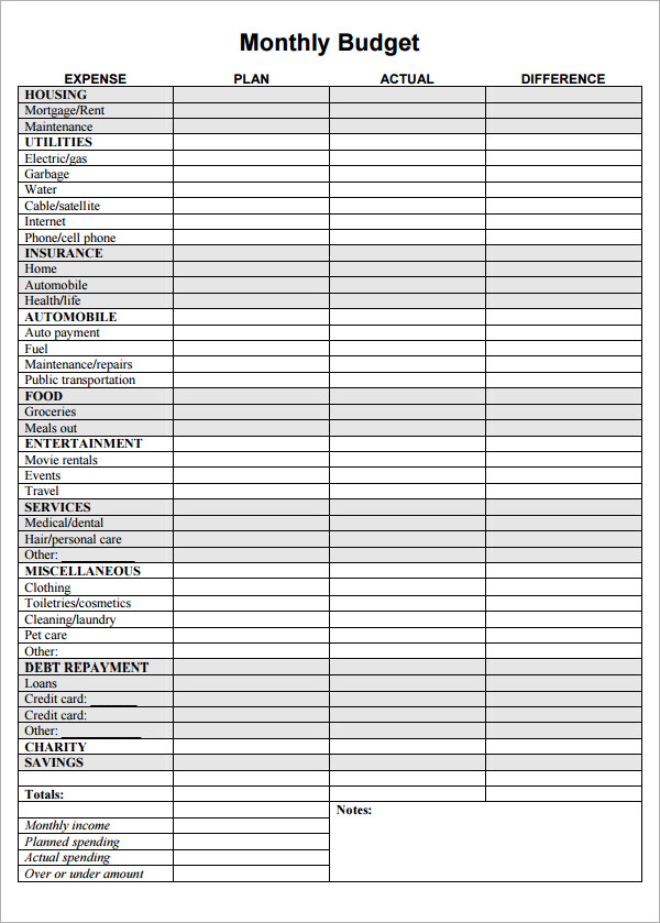 simple household budget template excel