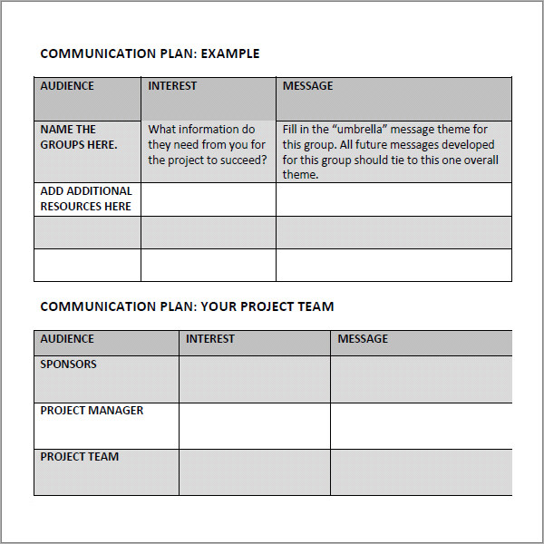 Marketing Communication Plan Template Word