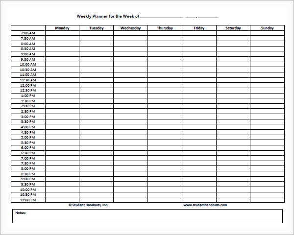 daily schedule plan template pdf