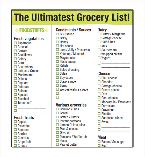 Get Simple Grocery Shopping List Pictures - sample shop design