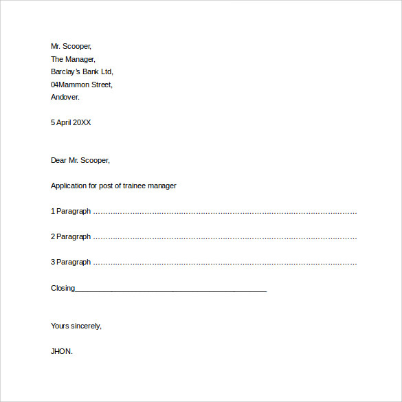 sample formal business letter