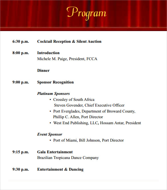 Event Program Template 7+ Download Documents in PDF
